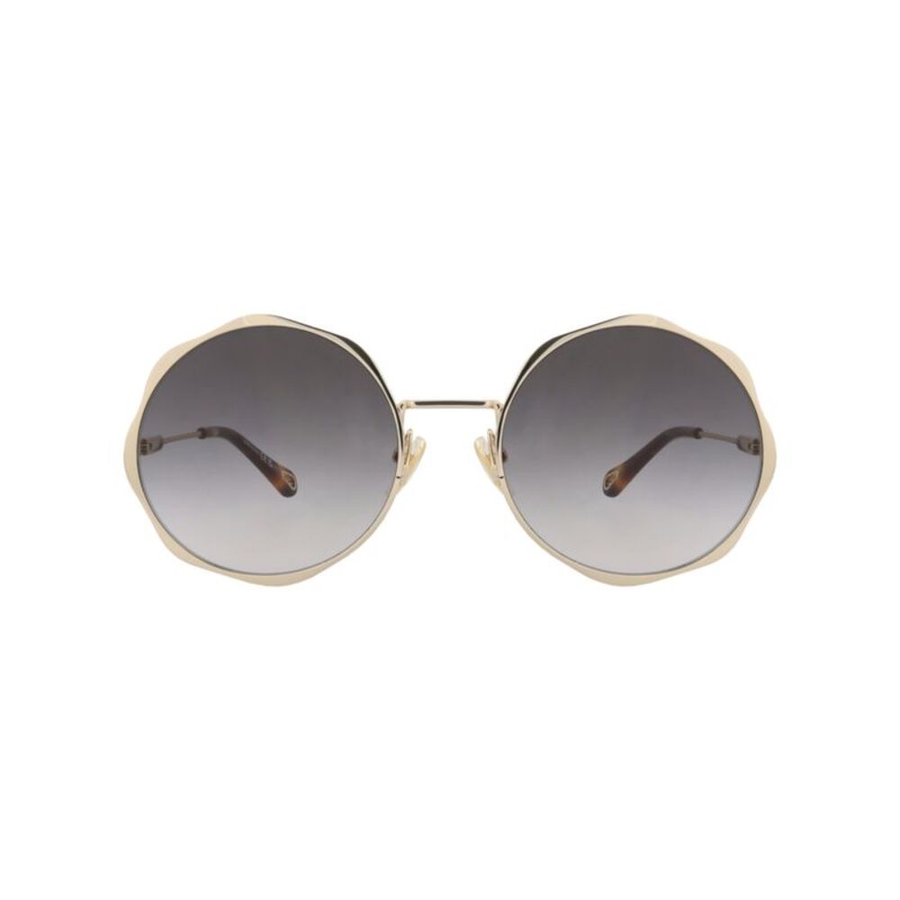 Chloé Round-Frame Metal Sunglasses Gold Womens